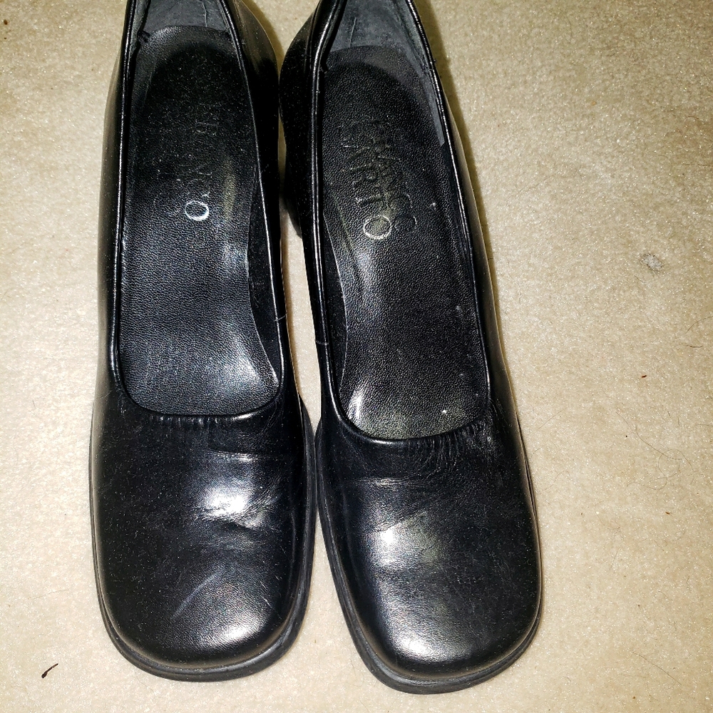 Black leather heels